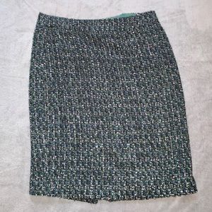 J. Crew Green  & Pink Tweed Pencil Skirt Size 2